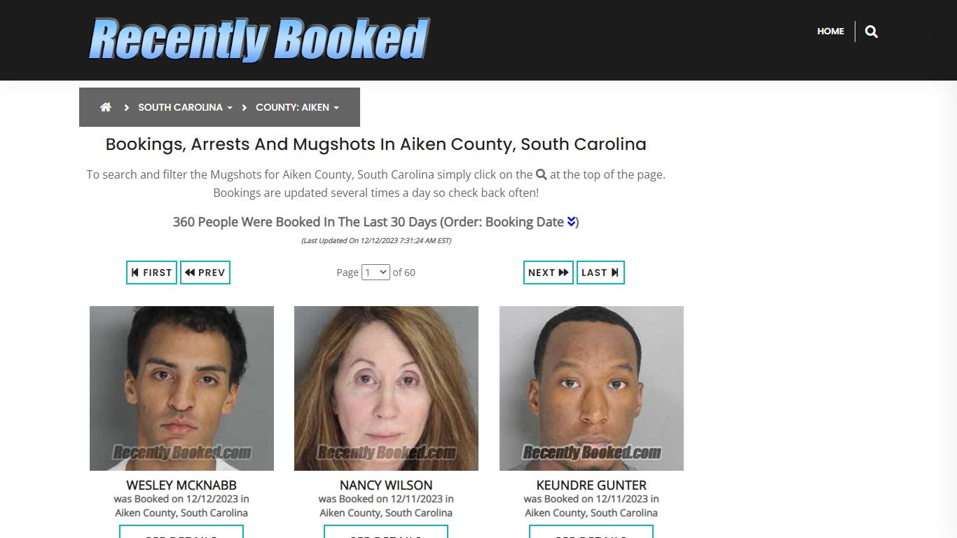 Bookings, Arrests and Mugshots in Aiken County, South Carolina